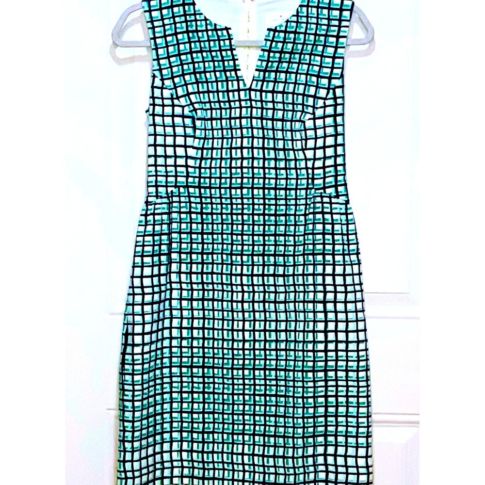 Kate Spade Samantha sheath dress pockets check Size 2 NJMU2483 cotton sleeveless